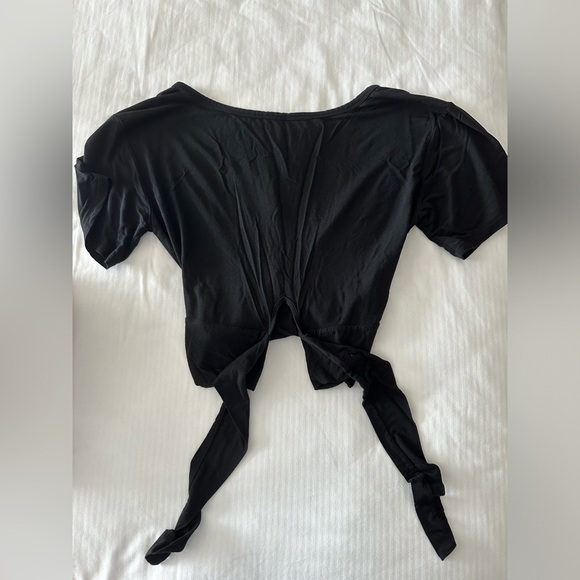 Victoria's Secret Black Heavenly Front Twist Back Tie Crop Tee Top Size XS - Picture 7 of 8